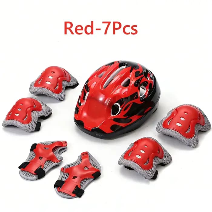 Casque avec genouillères, coudières, protège-poignets, ensemble d'équipement de protection pour enfa