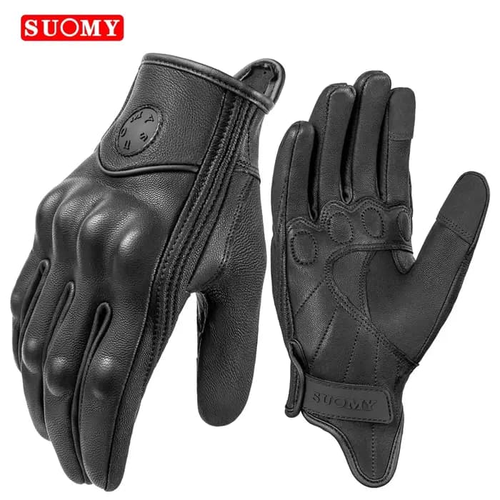 Gants de moto en cuir vintage d'été pour hommes et femmes, gants d'équitation de Hurbike, course de 