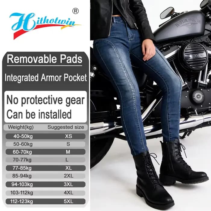 Jeans de protection pour femmes, pantalons de moto bleus, équipement de protection, pantalons de mot