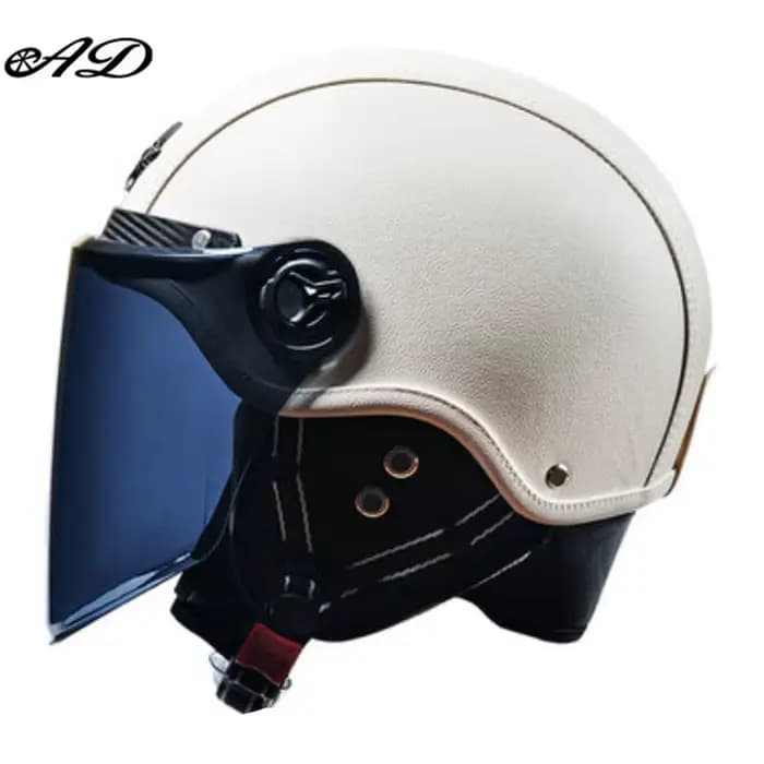 Casques de moto rétro AD avec visière Harley casque en cuir pour homme moto électrique casquette de 