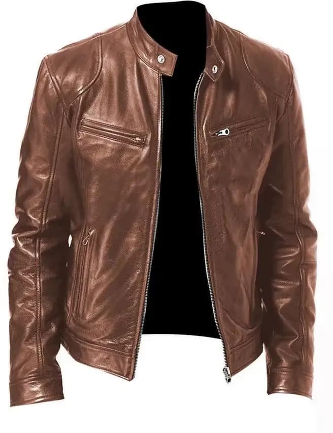 Veste de moto en cuir pour hommes, manteau de Style Punk, col montant, mode jeunesse, vêtements d'ex