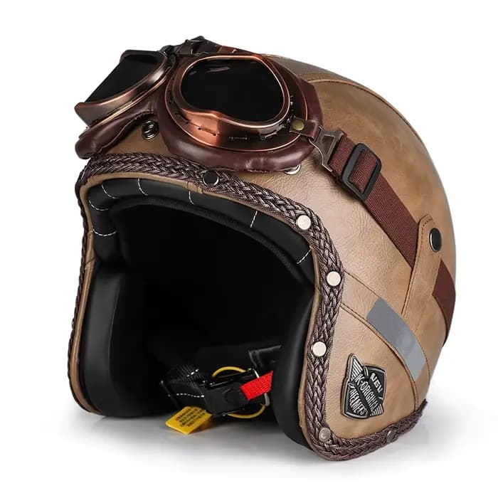 Casque de moto rétro amovible ​ Masque Cruiser 3/4 casque visage ouvert hommes femmes respirant prot