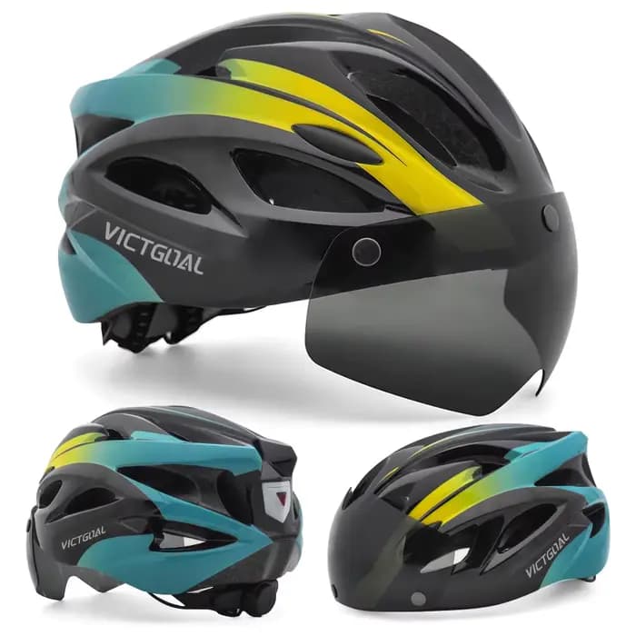 VICTGOAL Herren Fahrrad Helm Rückleuchte Magnetische Brille UV400 Linse Sonnenblende Fahrrad Helm MT