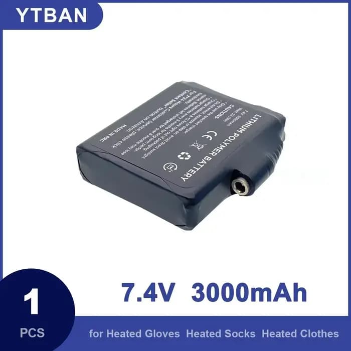 Batterie pour gants chauffants 7.4V 3000mah pour l'hiver en plein air, le ski, le cyclisme, chauffag