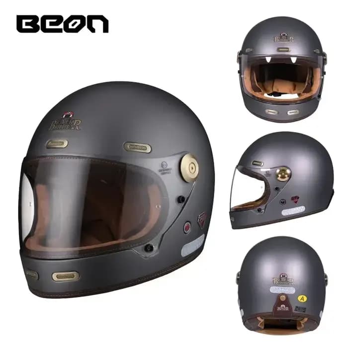 BEON B512 BR512 casque intégral en Fiber De carbone Motocross Vintage Moto Scooter Autocycle rétro c