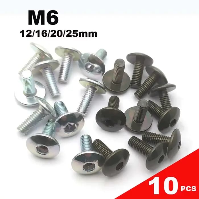 Boulon à vis hexagonale intérieure à grande tête ronde plate M6 6mm pour moto Scooter ATV cyclomoteu