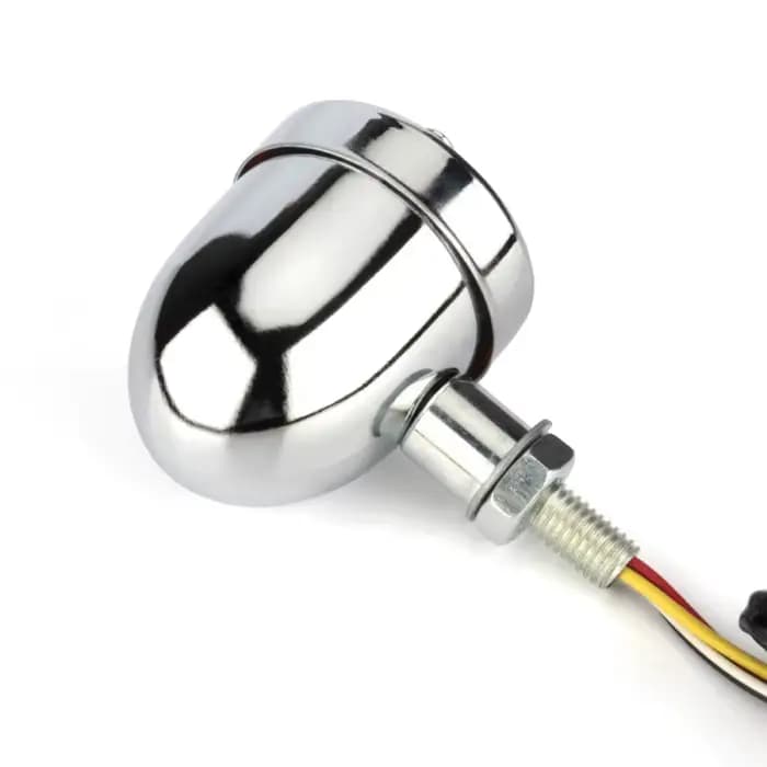 Accessoires de moto rétro transfrontaliers, Double clignotant elliptique Led en métal avec feux de f