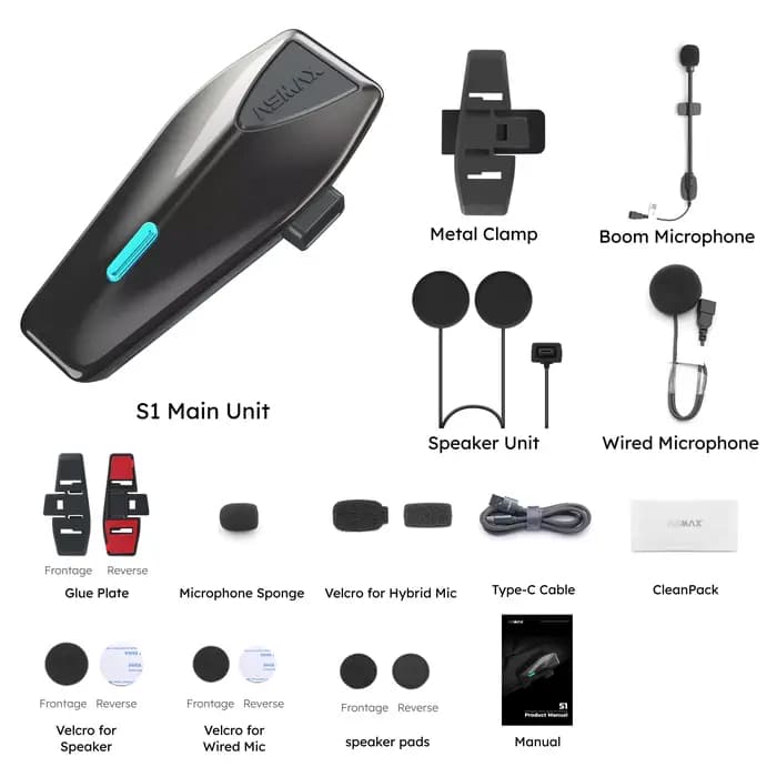 ASMAX S1 Bluetooth moto interphone 8 coureurs casque de Communication avec micro FM et ENC, commande