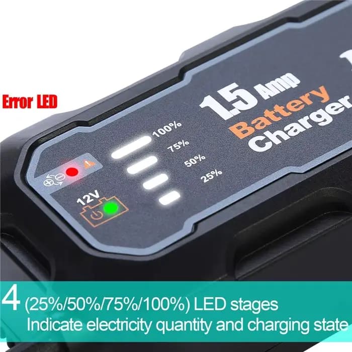 Chargeur de batterie de moto 12V, 1500mA, étanche, automatique, outil de charge de batterie, entreti