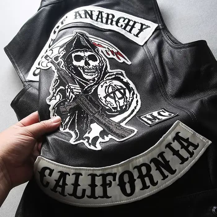Hommes Moto printemps vestes SOA Punk noir Moto Gilet Sons of Anarchy cuir Moto Veste Gilet