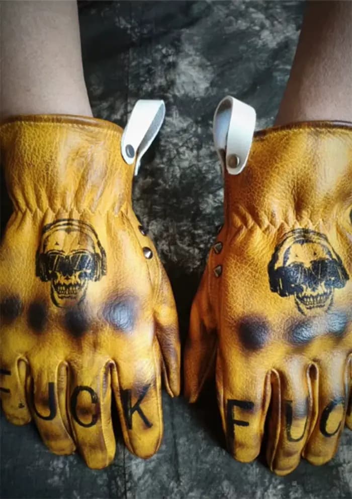 Gants de Moto en cuir véritable faits à la main rétro Motocross Vintage équitation motard gants de M