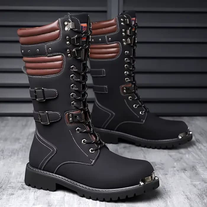 Bottes de moto montantes pour hommes, mode automne et hiver, résistantes aux collisions, antidérapan