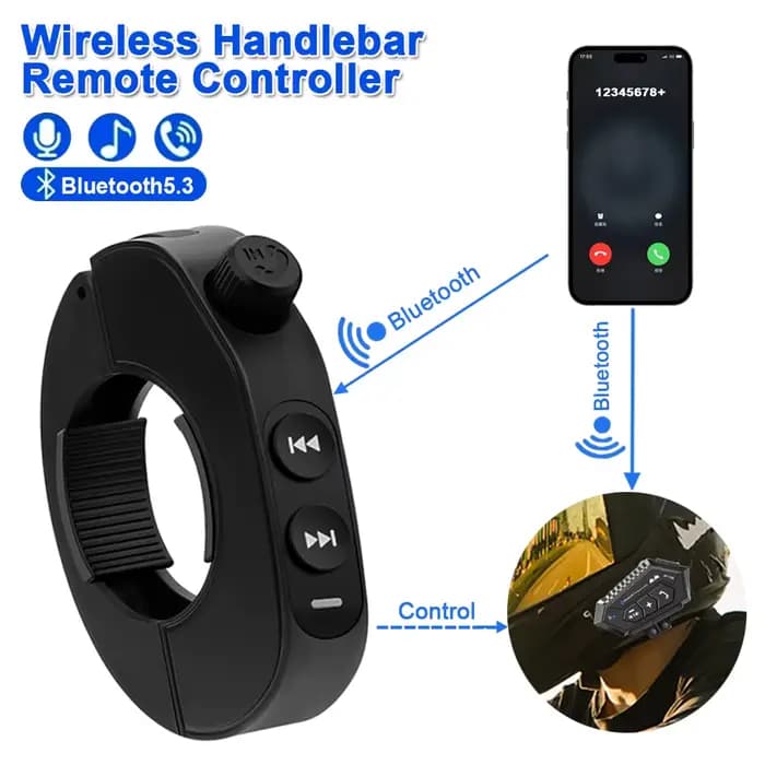 V5.3 télécommande de guidon sans fil casque de moto casque boutons à distance mains libres Kit d'ass