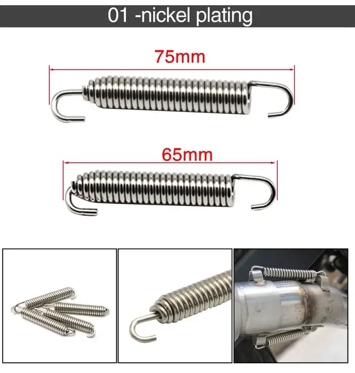 ZSDTRP 2 pièces 75mm moto en acier inoxydable tuyau d'échappement silencieux ressorts 75mm