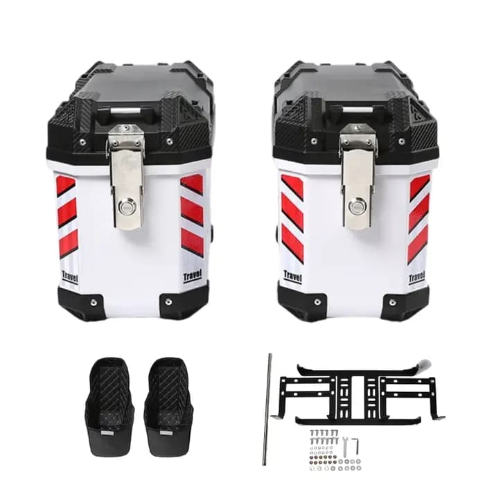 2 valises latérales robustes pour moto, une paire en plastique PP, livrées avec supports de montage,