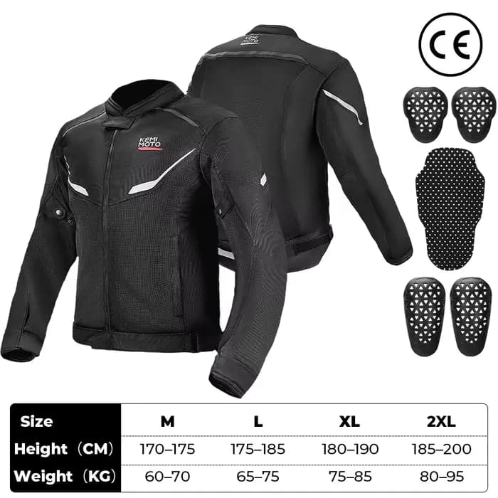 Veste de moto pour hommes, vêtements d'été respirants, équipement de protection CE intégré, maille d