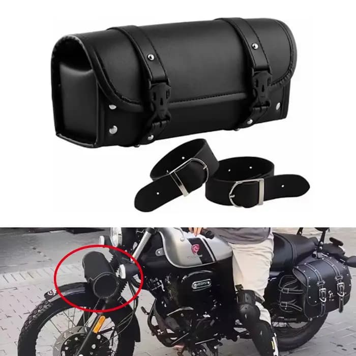 Sacoches de moto en cuir PU, sac à outils pour fourche avant et queue, bagages pour Harley Chopper B