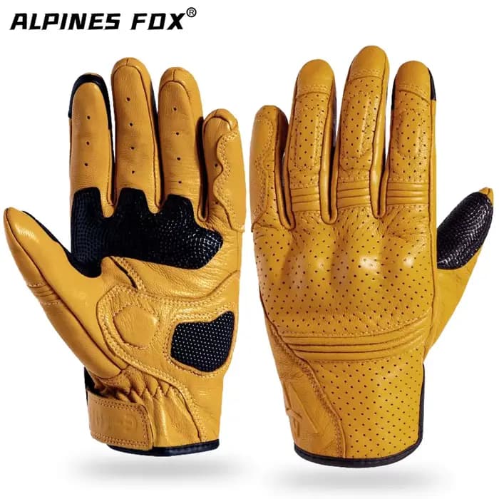 Gants de Moto Rétro en Cuir group, Imperméables, Protection Complète des Doigts, pour Motocross, Gri