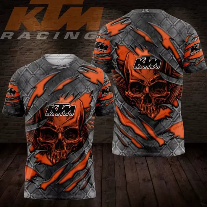 T-shirt de moto pour homme KTM, imprimé 3D, respirant, séchage rapide, décontracté, pour le motocros