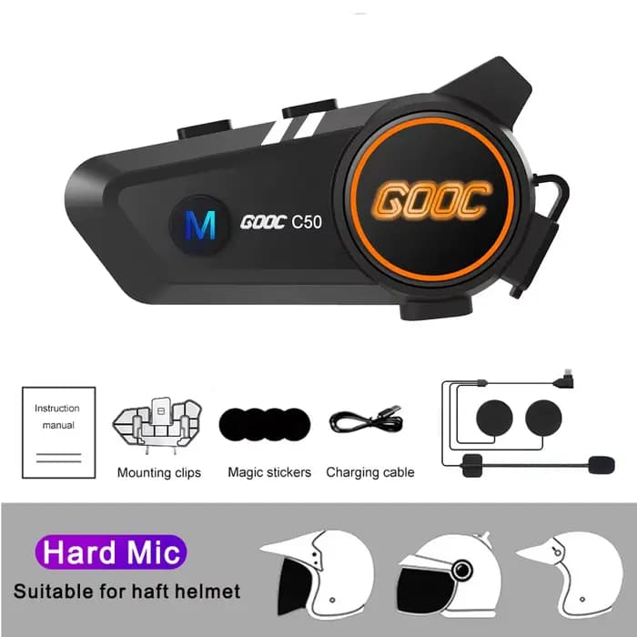 Casque de moto Bluetooth avec micro, casque, écouteur stéréo, haut-parleur, réduction du bruit, sans