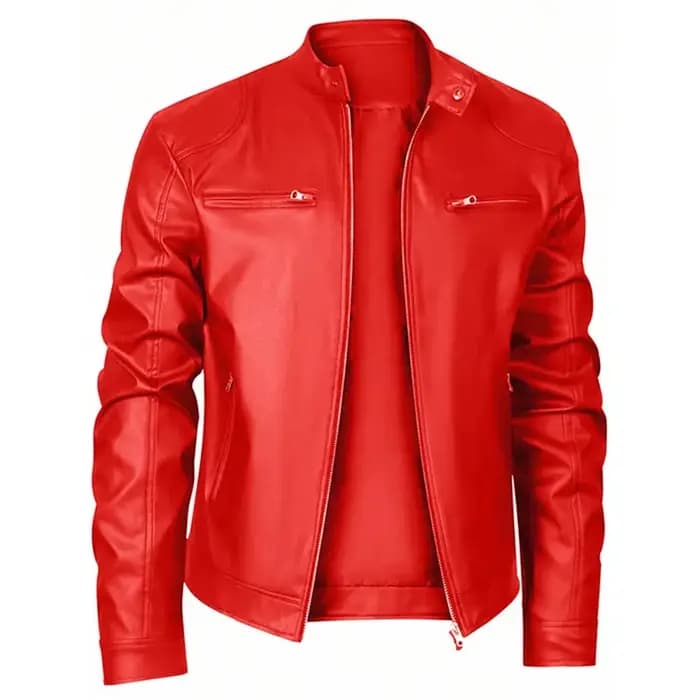 Veste de moto en cuir Punk pour hommes, manteau de motard à col montant, mode jeunesse, Style urbain