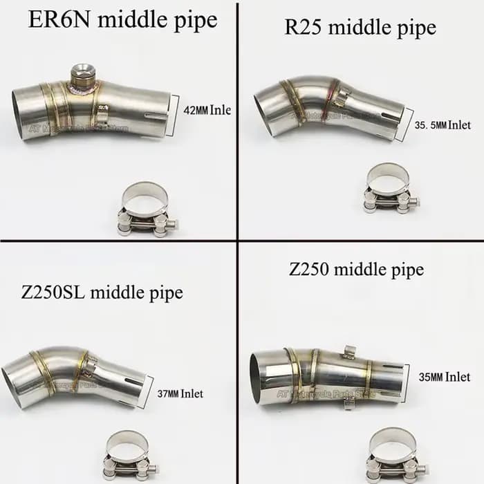 Silencieux d'échappement universel pour moto, 51mm, en acier inoxydable, tuyau à liaison centrale, p