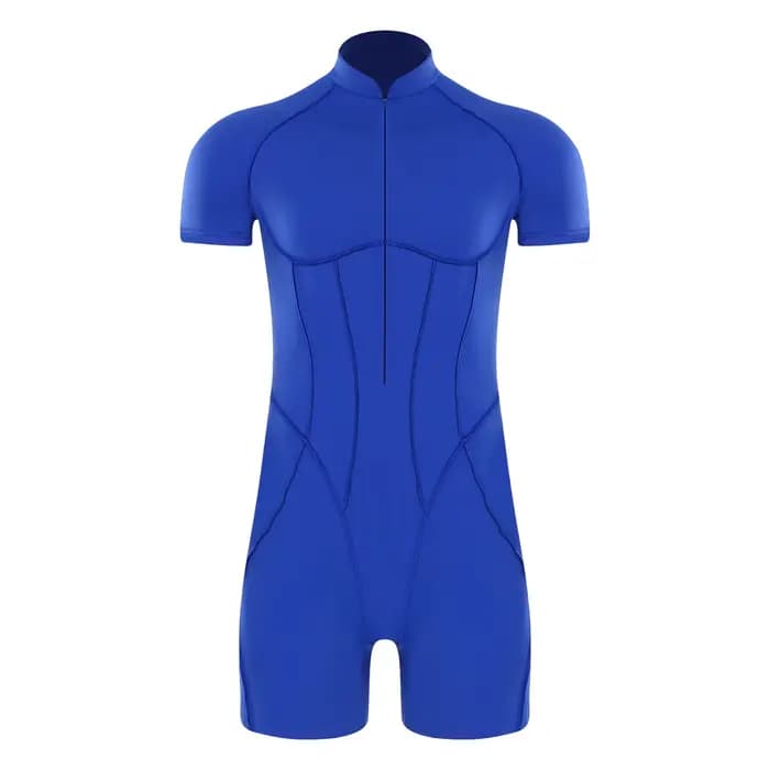Short pour hommes bas justaucorps combinaison barboteuses body maillot de bain col montant fermeture