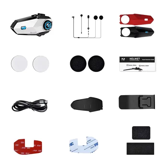 Communicateur de casque de moto TNICER T2, 1000 m, 6 motards, Bluetooth 5.4, interphone de moto, éta