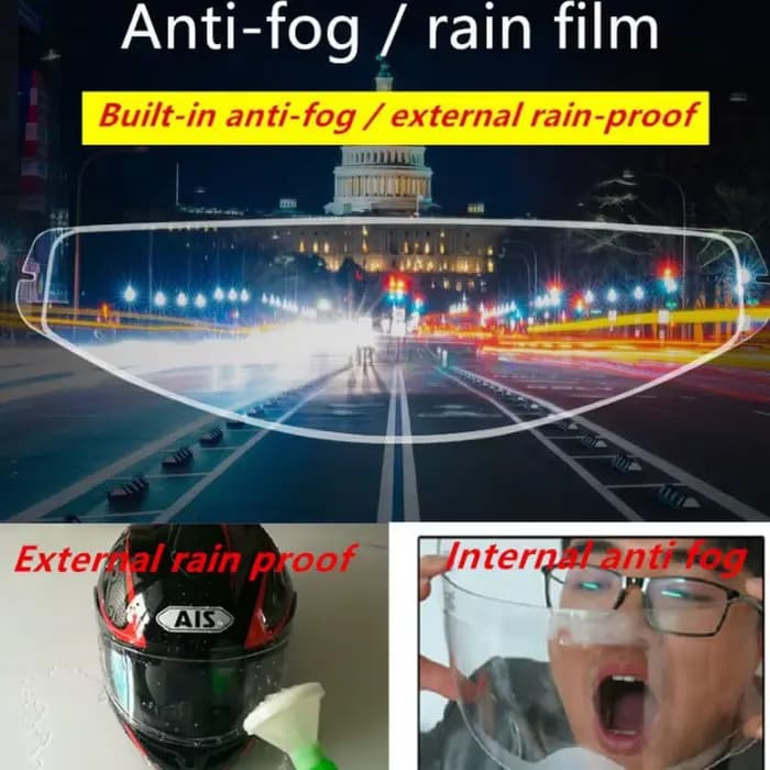 Film autocollant universel pour casque de moto, Transparent, imperméable et Anti-buée, pour la sécur