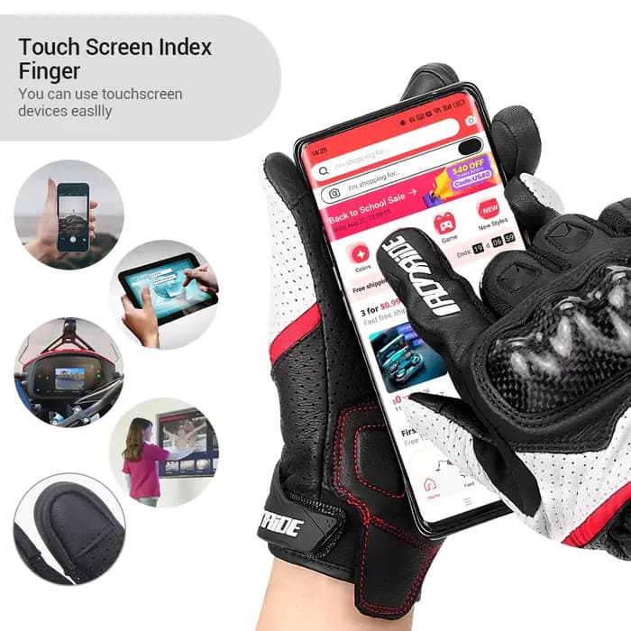 Gants de Moto en Fiber de carbone, cuir de vache, gants de Motocross, équipement de protection antid