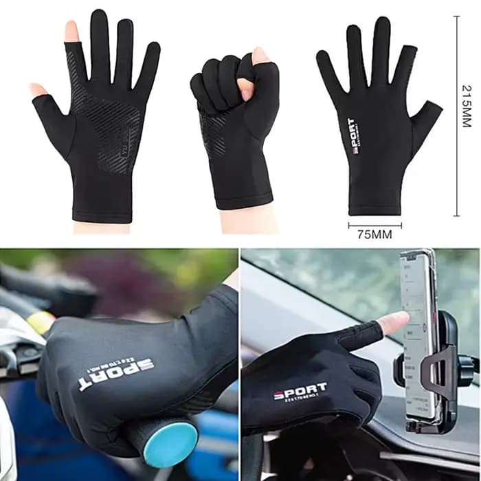 1 paire de gants de moto respirants en soie glacée, antidérapants, Anti-UV, pour Sports de plein air