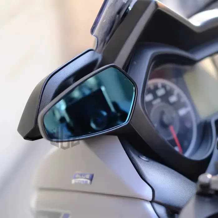 Rétroviseurs Latéraux en Aluminium CNC pour Moto, Paire de Verre Bleu et Blanc, Accessoires pour YAM