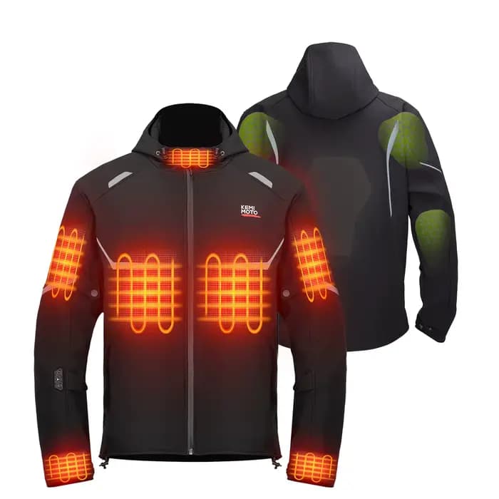 Veste chauffante pour moto pour hommes, sécurité d'hiver, épaulettes EVA, coudières avec batterie 20