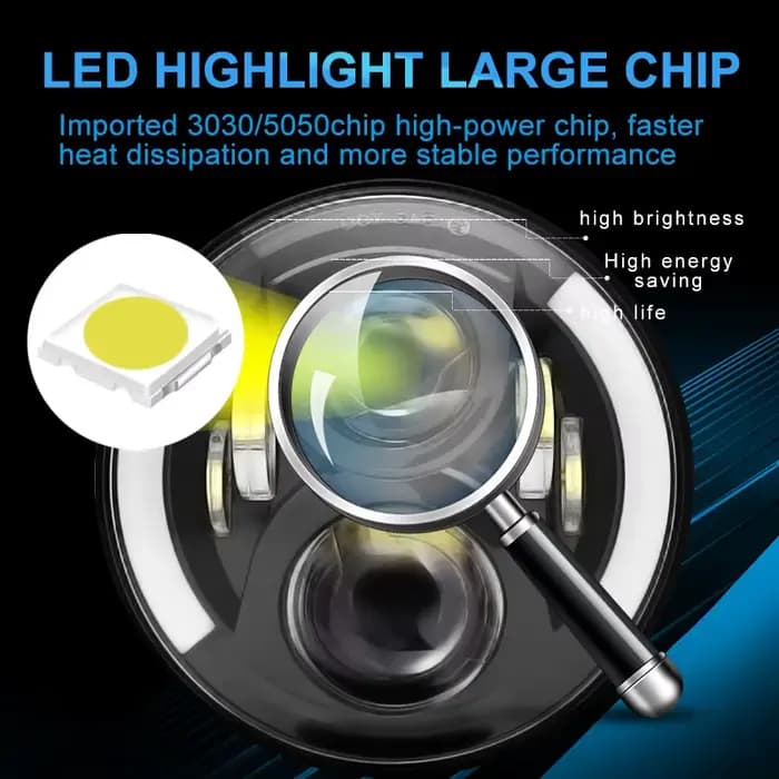 Phare LED de moto de 7 pouces pour moto JEEP Wrangler JK Harley Touring Road King Yamaha phare LED r