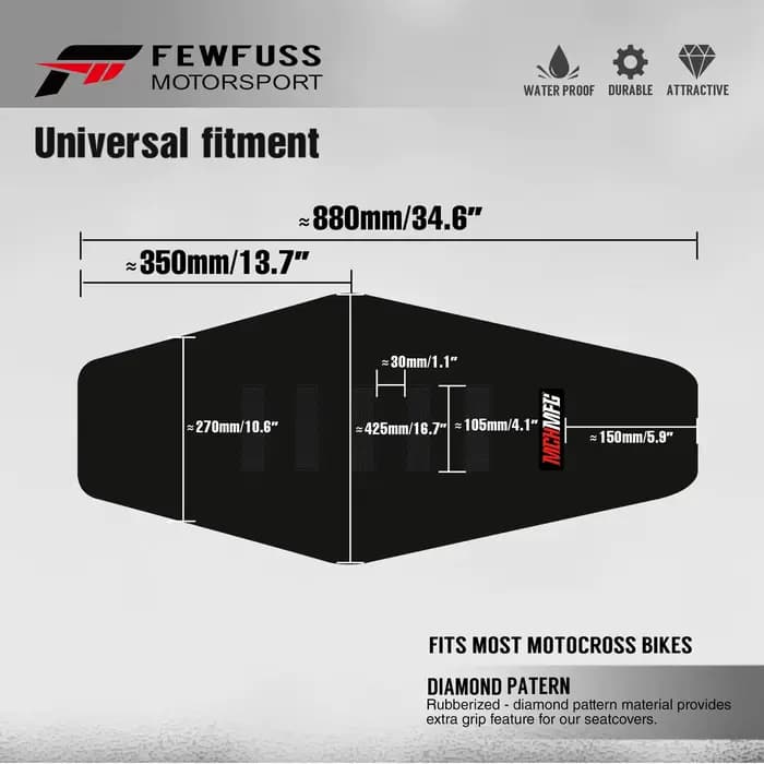 FEWFUSS coussin de siège de moto housse de siège étanche pour KTM Husqvarna SUZUKI HONDA SXF KXF CRF