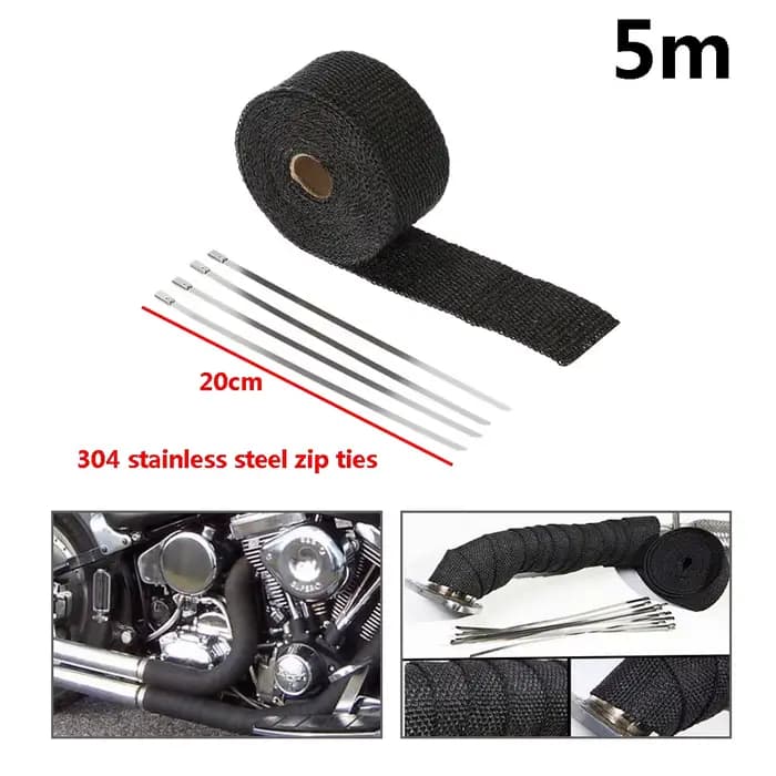 Rouleau d'isolation thermique pour collecteur d'échappement de moto, 5M/10M/15M, résistant avec atta