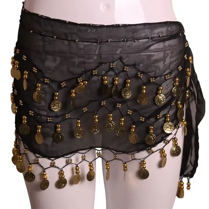 Jupe Sexy en mousseline de soie pour femmes, paillettes dorées, chaîne de taille, ceintures à pampil