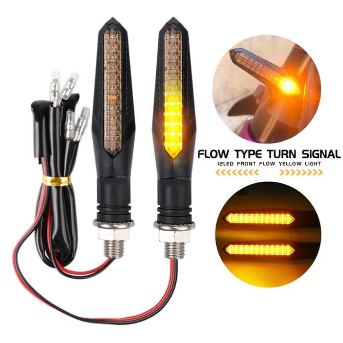 2 pièces 12V moto LED clignotants lumière 12LED clignotant arrière clignotant d'eau qui coule IP68 p