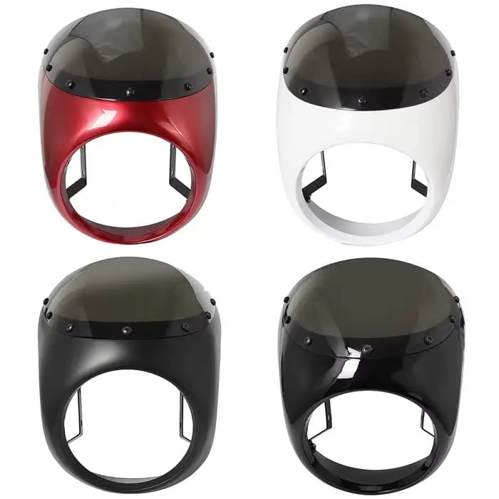 Pare-brise de carénage de phare avant de moto rouge/blanc pour café Racer Honda universel 7 pouces/1