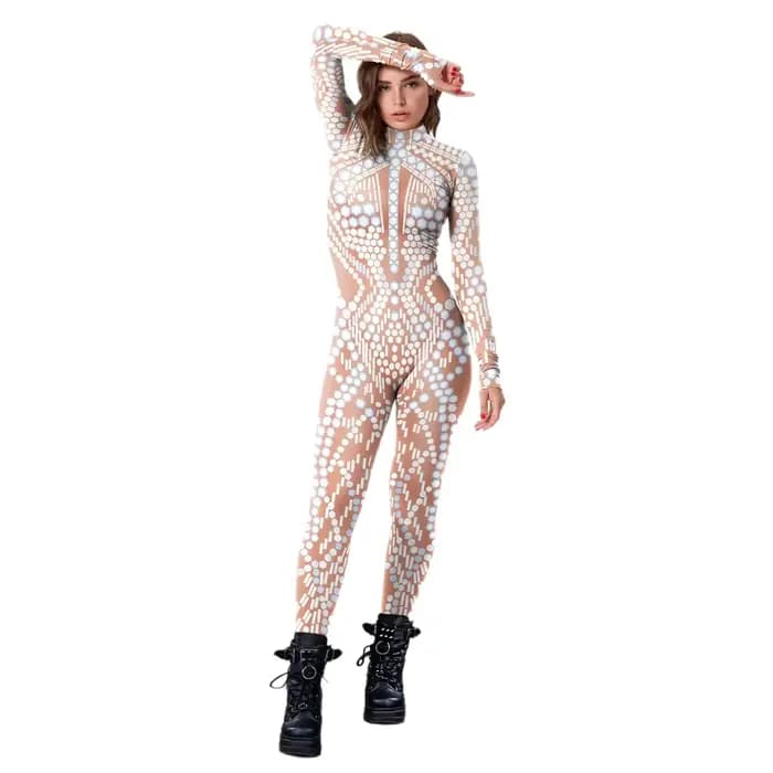 Combinaison de mode pour femme, motif à sequins, costume de cosplay, combinaison Zentai pour adulte,