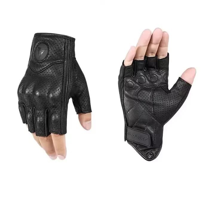 Gants d'été pour Moto sans doigts, accessoires en cuir de chèvre, mitaines pour Motocross