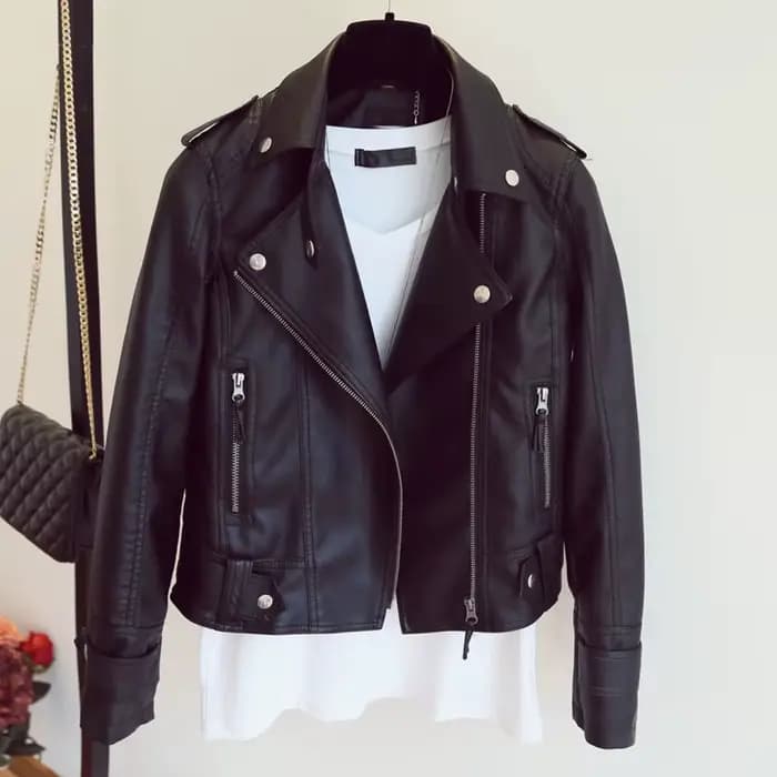 Veste en simili cuir noir pour femmes, Y2K rétro Moto Biker, coupe-vent, vestes en cuir Pu, rue coré