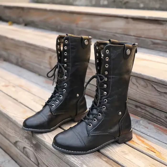 Bottes mi-mollet rétro à lacets pour hommes et femmes, chaussures de cow-boy occidentales, accessoir