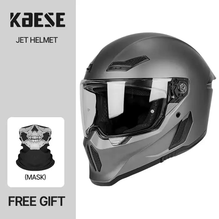 KAESE Casque intégral classique de style rétro certifié DOT, look visage ouvert avec des fonctionnal