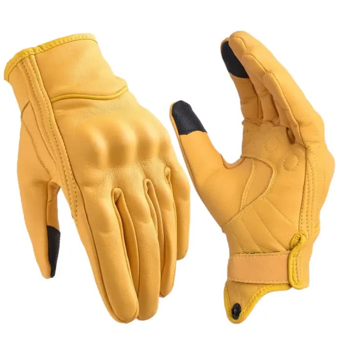 Gants de moto pour hommes, gants de conduite urbaine à basse vitesse, gants en cuir jaunes à jointur