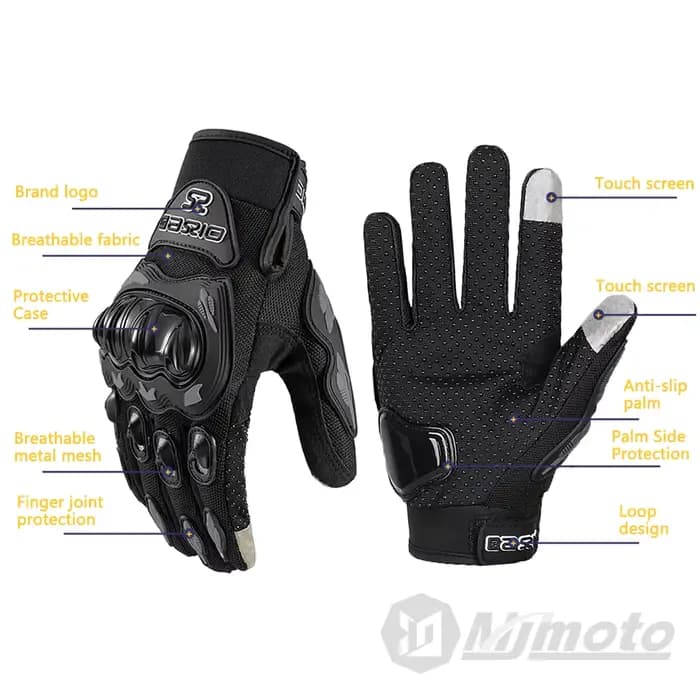 Gants de Moto Respirants à Doigts Complets, Résistants à l'Usure, pour Course de Motocross, Écran Ta