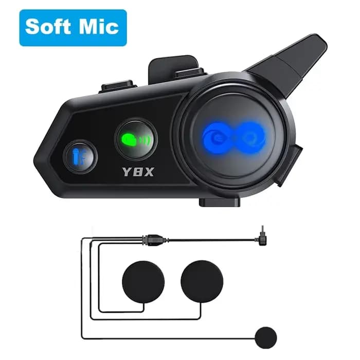 Casque de moto Y8X avec interphone sans fil, intercom mesh pour 8 personnes, partage de musique étan