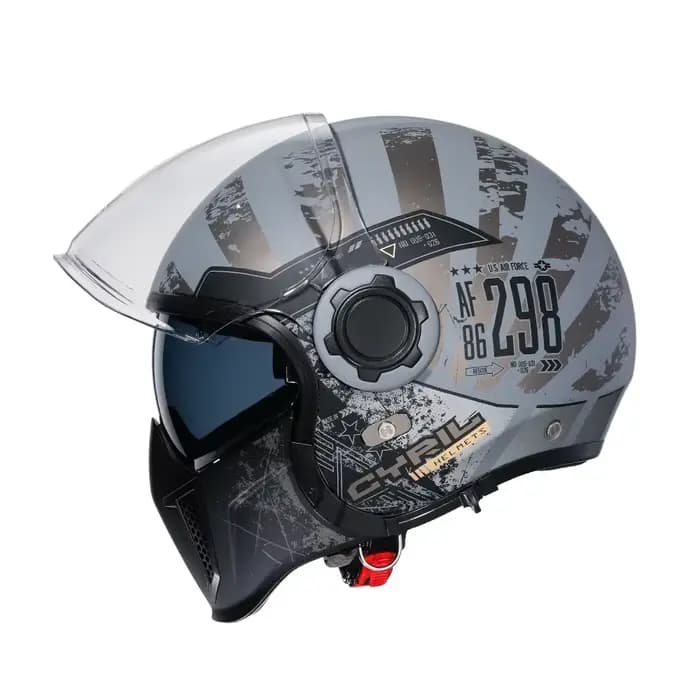 Casque de Moto Intégral à Visage Ouvert, Modulaire à Double Objectif, Rétro, DOT ECE APPROVED CYRIL 