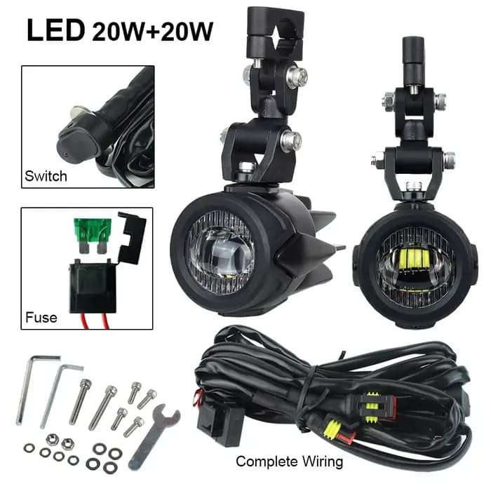 Lampe antibrouillard pour moto BMW R1200GS F800GS F700GS F650 K1600, feux auxiliaires 40W 6000K, mis