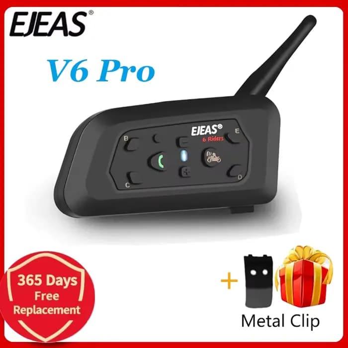 EJEAS V6 PRO + casque de moto Bluetooth Interphone casque avec 1200M BT Interphone communicateur pou